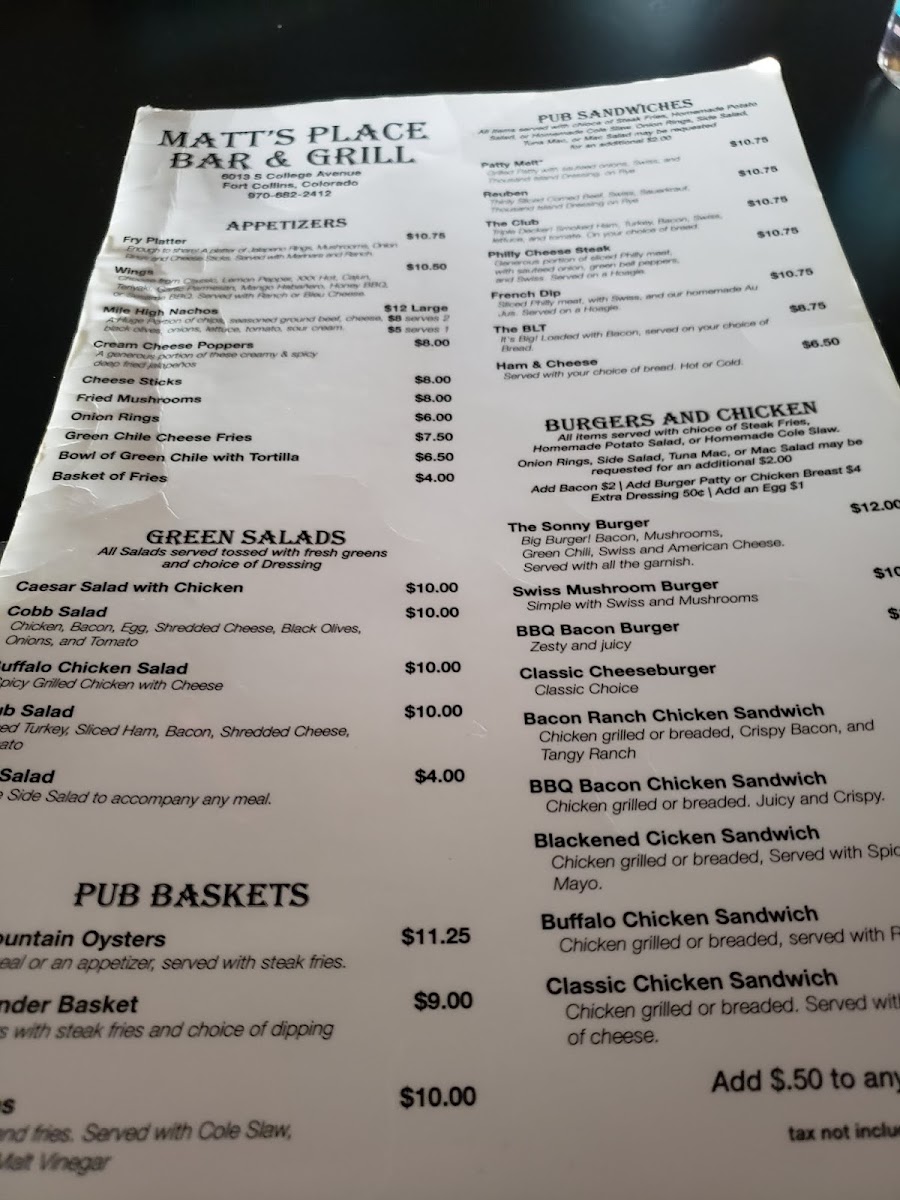 Matt's Place Menu - Image 4